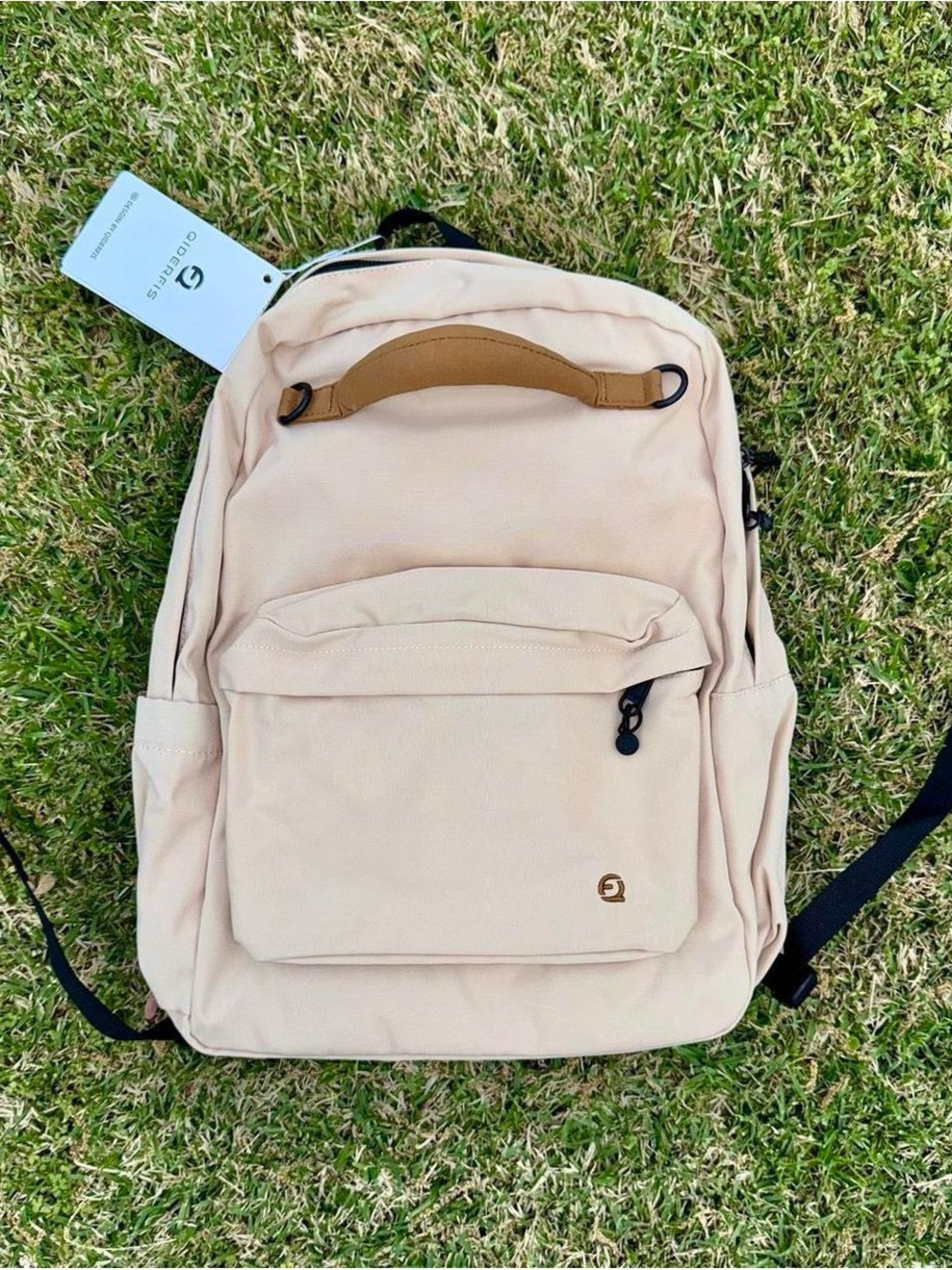 Everyday Beige Backpack with Tan Handle